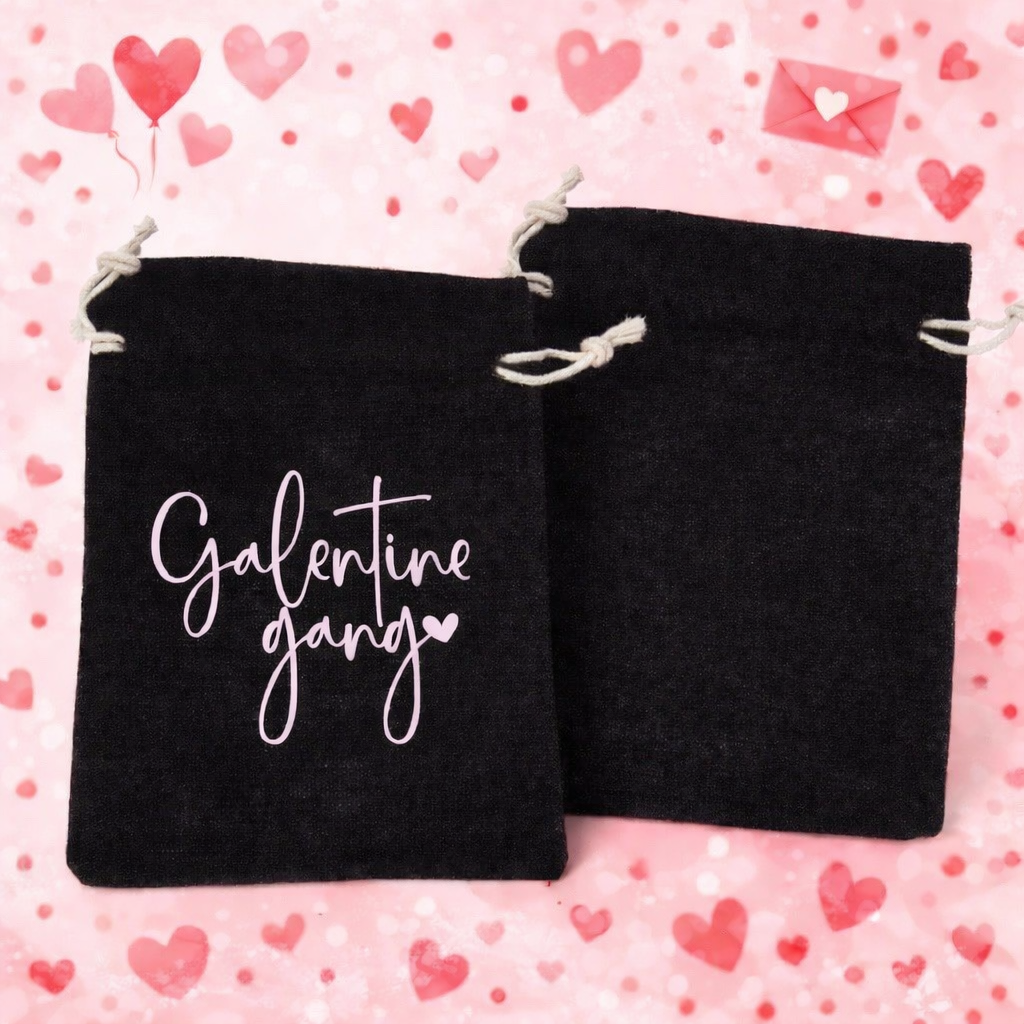 Galentine Drawstring Tote Bag 5x6 | Custom | Personalized Galentine Party Favor Bag