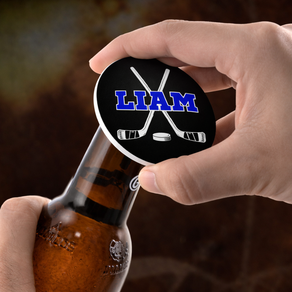 Hockey Bottle Opener Magnet Custom Personalized Name