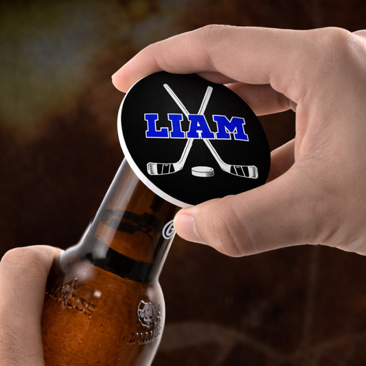 Hockey Bottle Opener Magnet Custom Personalized Name