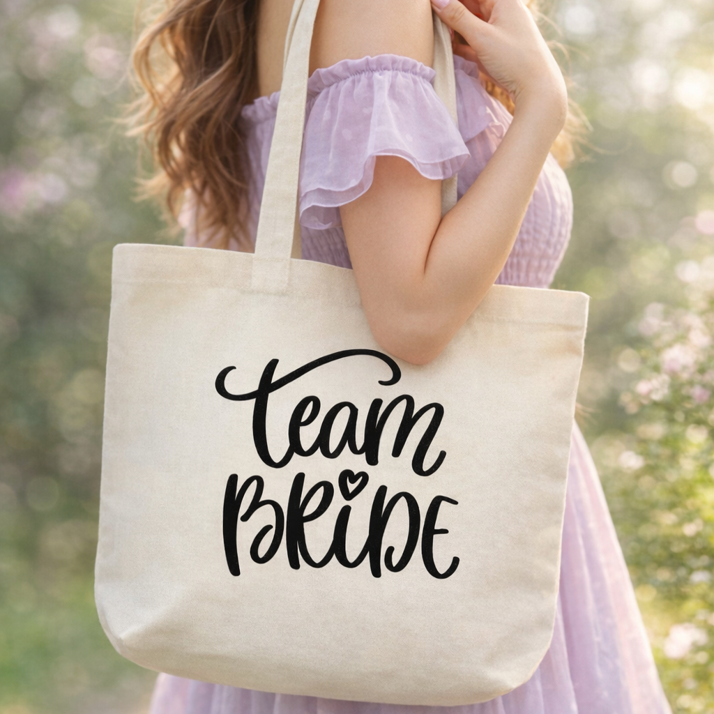 Team Bride Canvas Tote Bag | Bridal Party & Bachelorette Tote