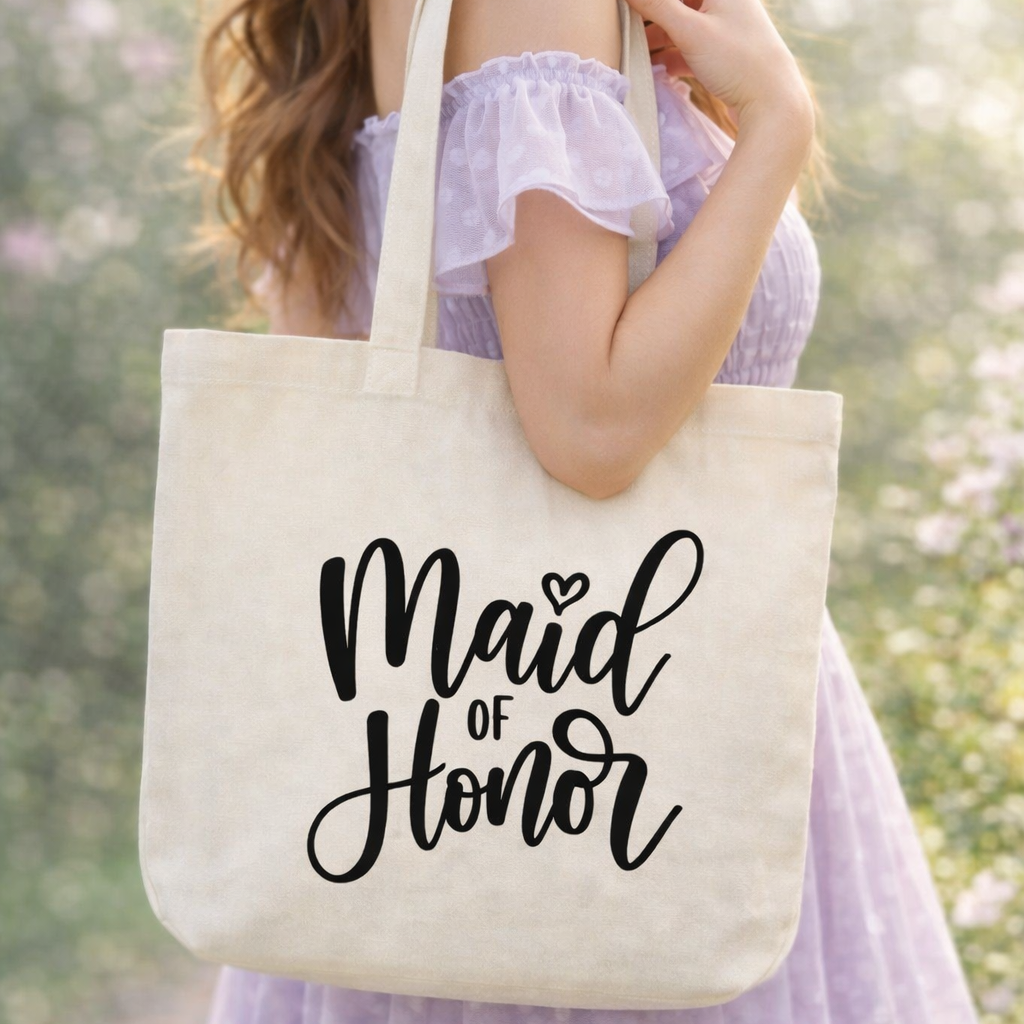Maid of Honor Canvas Tote Bag | Bridal Party Wedding Tote