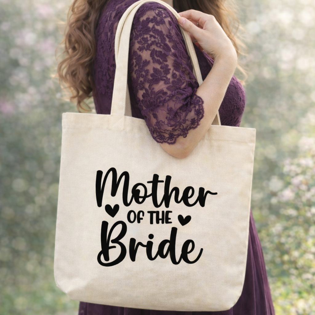 Mother of the Bride Canvas Tote Bag | Wedding Day & Bridal Party Tote