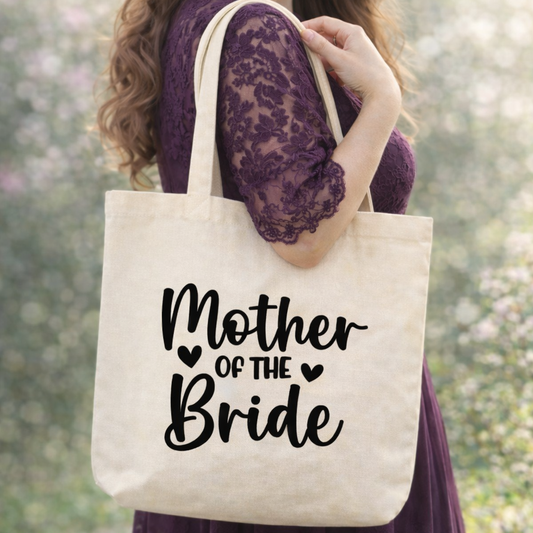 Mother of the Bride Canvas Tote Bag | Wedding Day & Bridal Party Tote