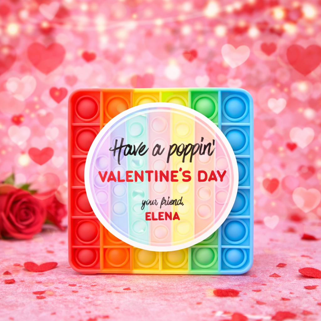 Have a Poppin’ Valentine’s Day Personalized Pop it Sticker | 2” Valentine Sticker