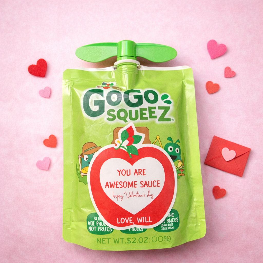 Personalized “You Are Awesome Sauce” Valentine Sticker – Applesauce Valentine for Kids