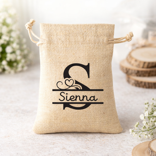 Personalized Mini Drawstring Bag | Custom Name Favor Pouch | Small Gift & Keepsake Bag