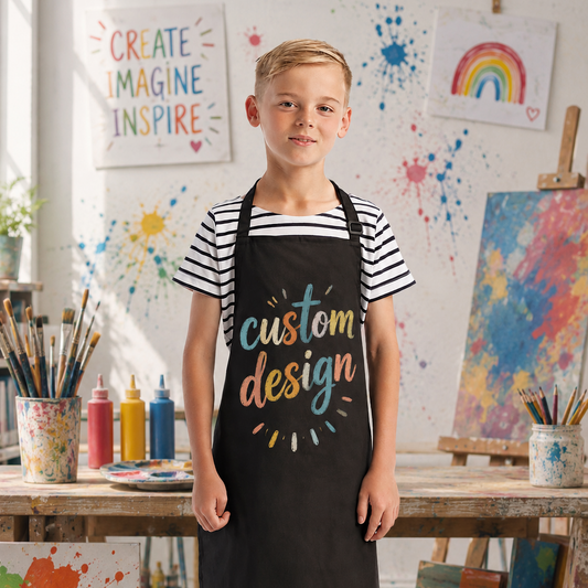 Custom Youth Apron with Pockets | Personalized Kids Art Apron | Add Your Design, Name, Logo or Photo