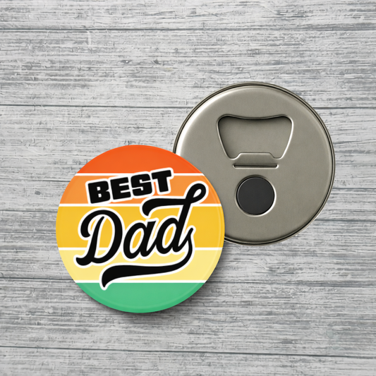 Best Dad Retro Bottle Opener Magnet – Round Father’s Day Gift
