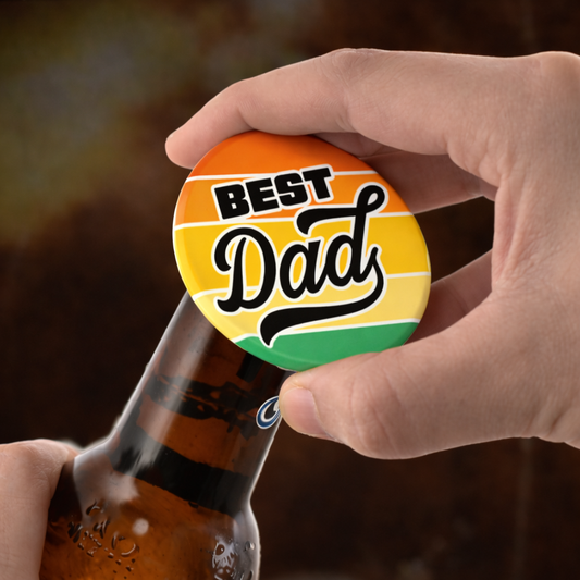 Best Dad Retro Bottle Opener Magnet – Round Father’s Day Gift