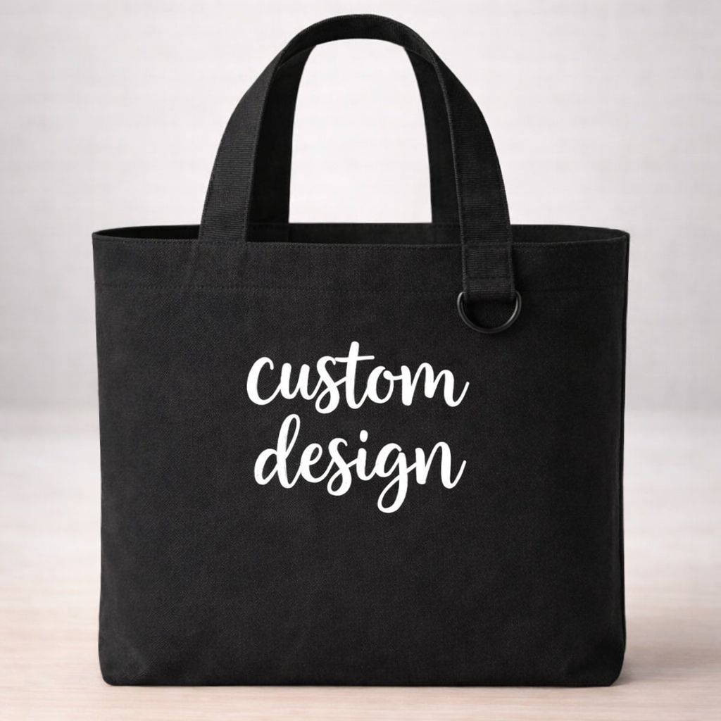 Custom Design Black Canvas Tote 9” x 8” – Upload Your Own Artwork