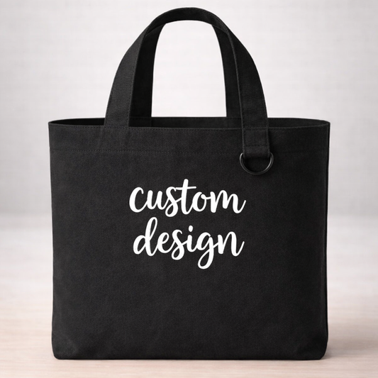 Custom Design Black Canvas Tote 9” x 8” – Upload Your Own Artwork