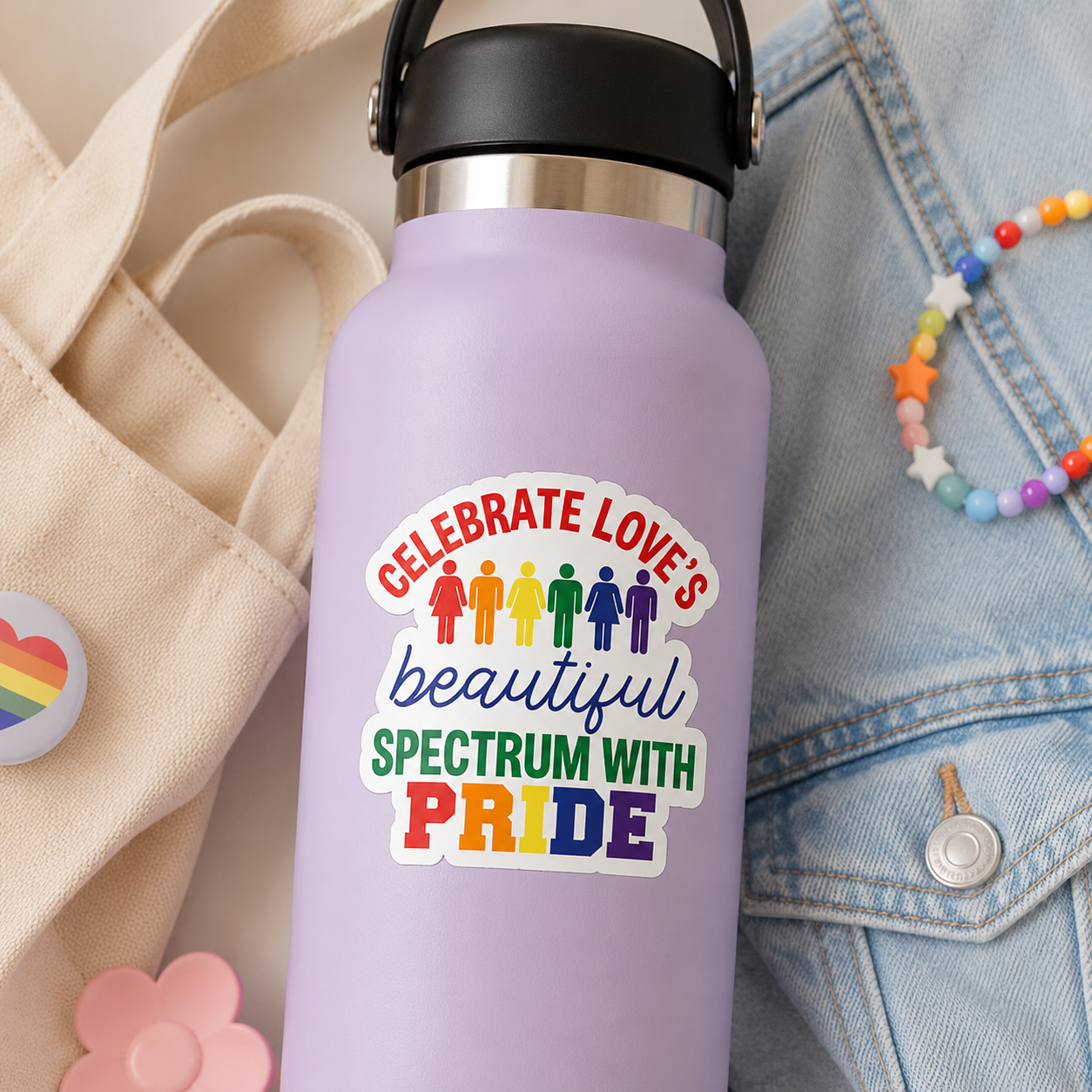 Celebrate Love’s Beautiful Spectrum Sticker – 3” LGBTQ+ Pride Sticker – Rainbow Pride Sticker