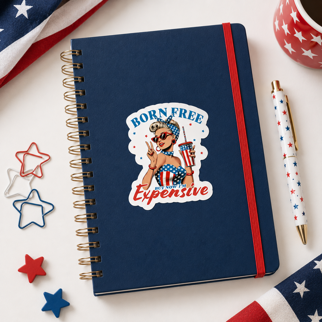 Born Free But Now I’m Expensive Sticker | Funny Patriotic Retro Sticker