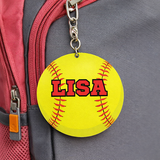 Softball Keychain Custom Personalized Name