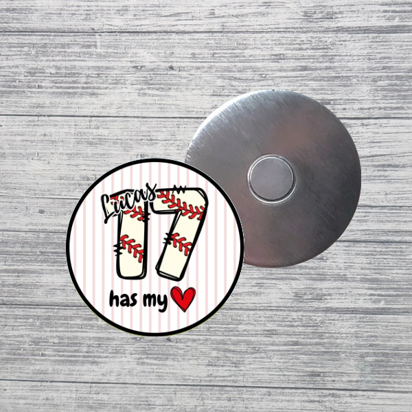 Baseball Number Magnet – Custom Personalized 2.25” Team Spirit Magnet with Optional Name – Baseball Fan Gift