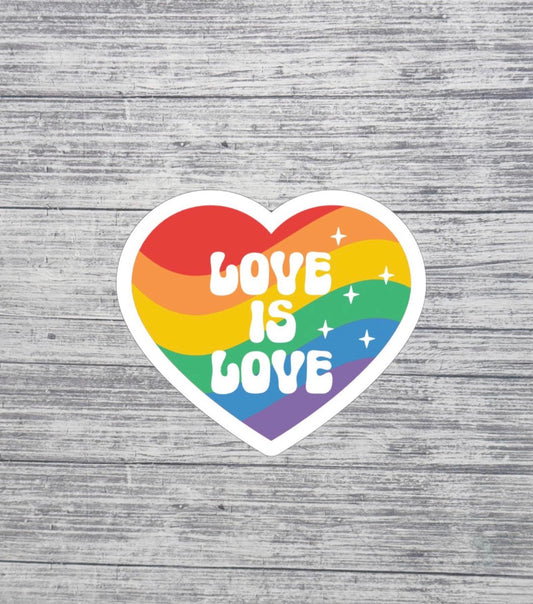 Love Is Love Heart Sticker – Rainbow Pride Waterproof Sticker - 3"