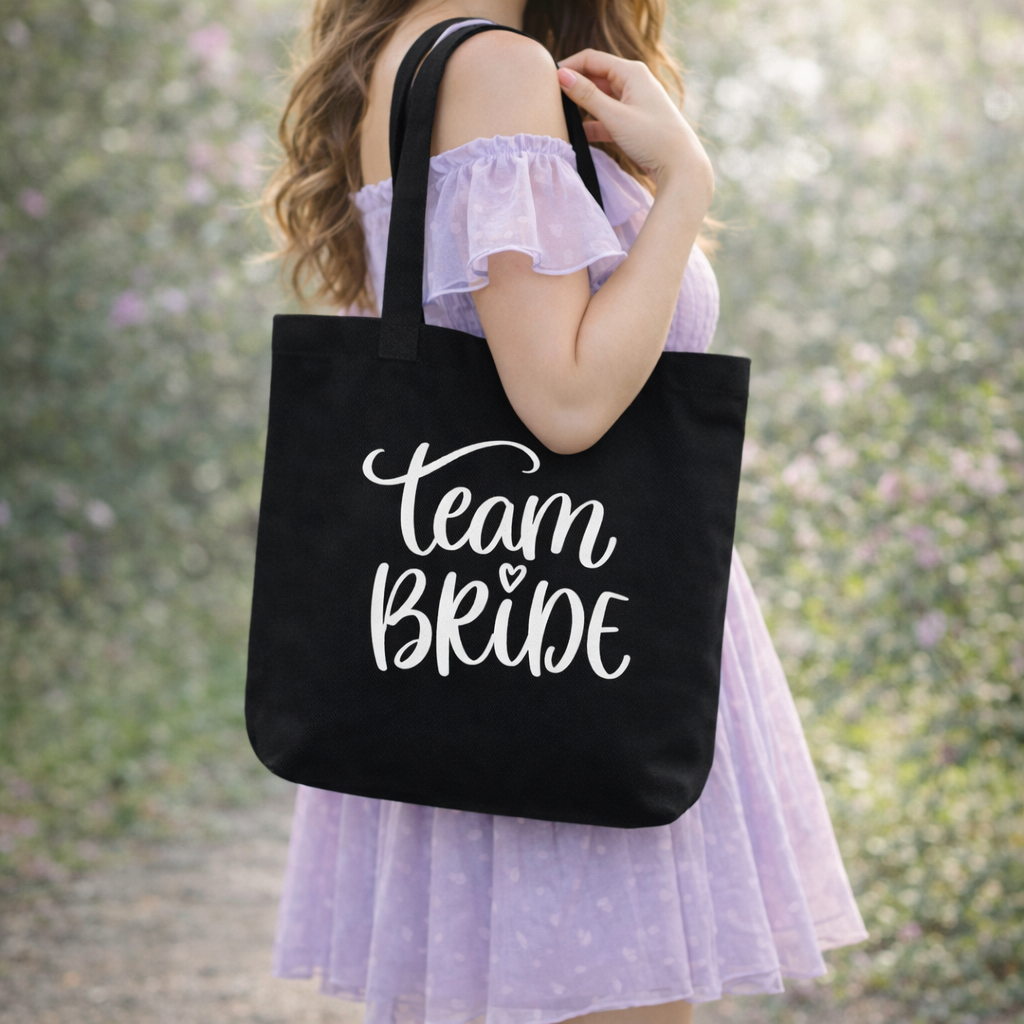 Team Bride Canvas Tote Bag | Bridal Party & Bachelorette Tote