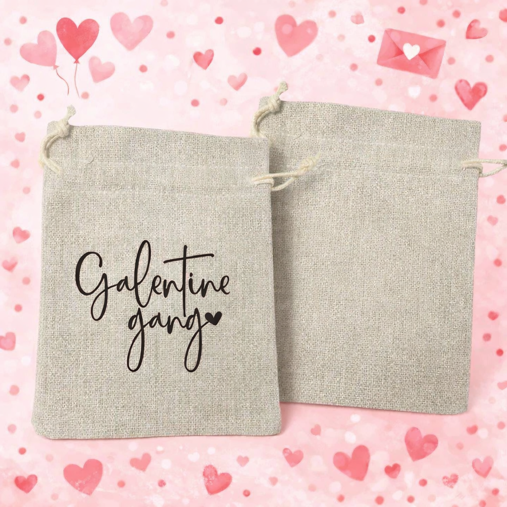 Galentine Drawstring Tote Bag 5x6 | Custom | Personalized Galentine Party Favor Bag