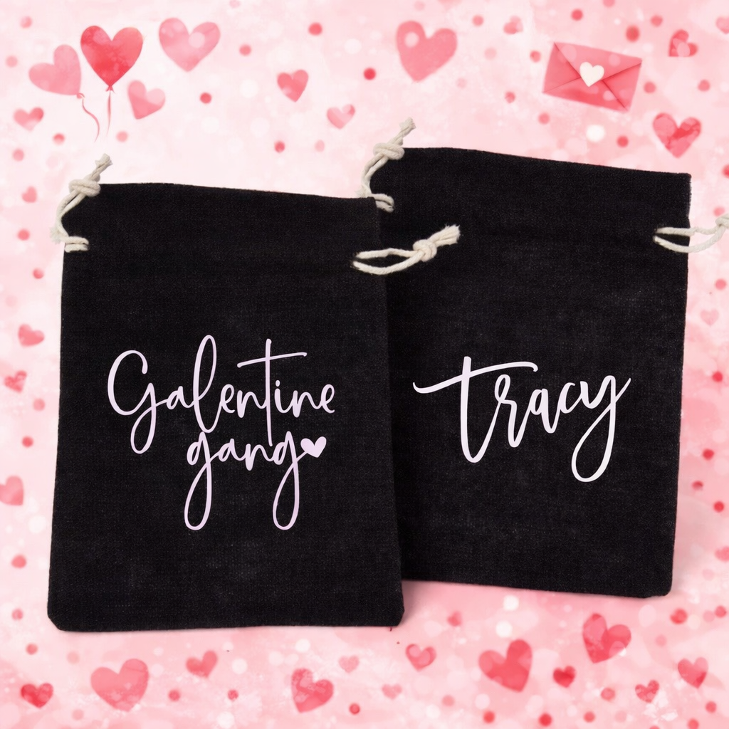 Galentine Drawstring Tote Bag 5x6 | Custom | Personalized Galentine Party Favor Bag
