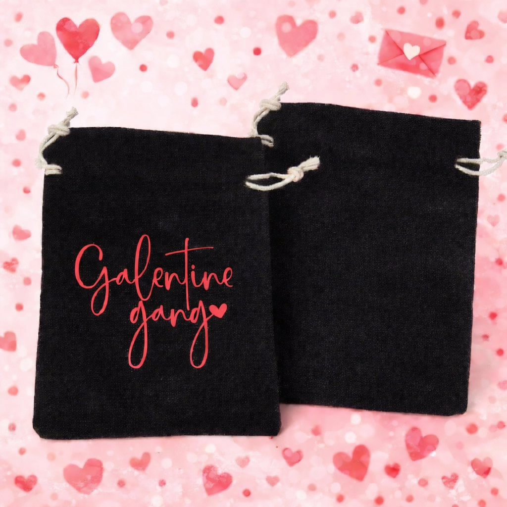 Galentine Drawstring Tote Bag 5x6 | Custom | Personalized Galentine Party Favor Bag