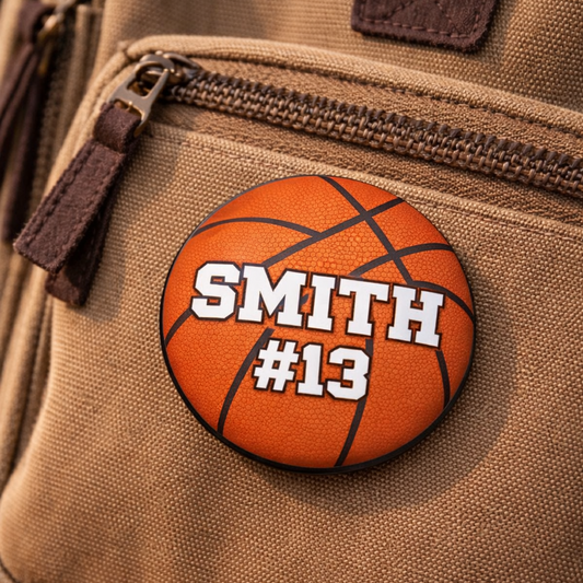 Basketball Pin Custom Personalized Name & Number Button
