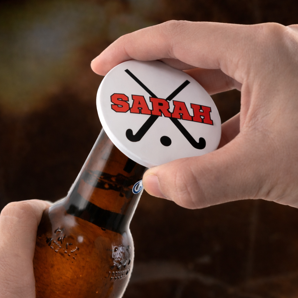 Field Hockey Bottle Opener Magnet Custom Personalized Name