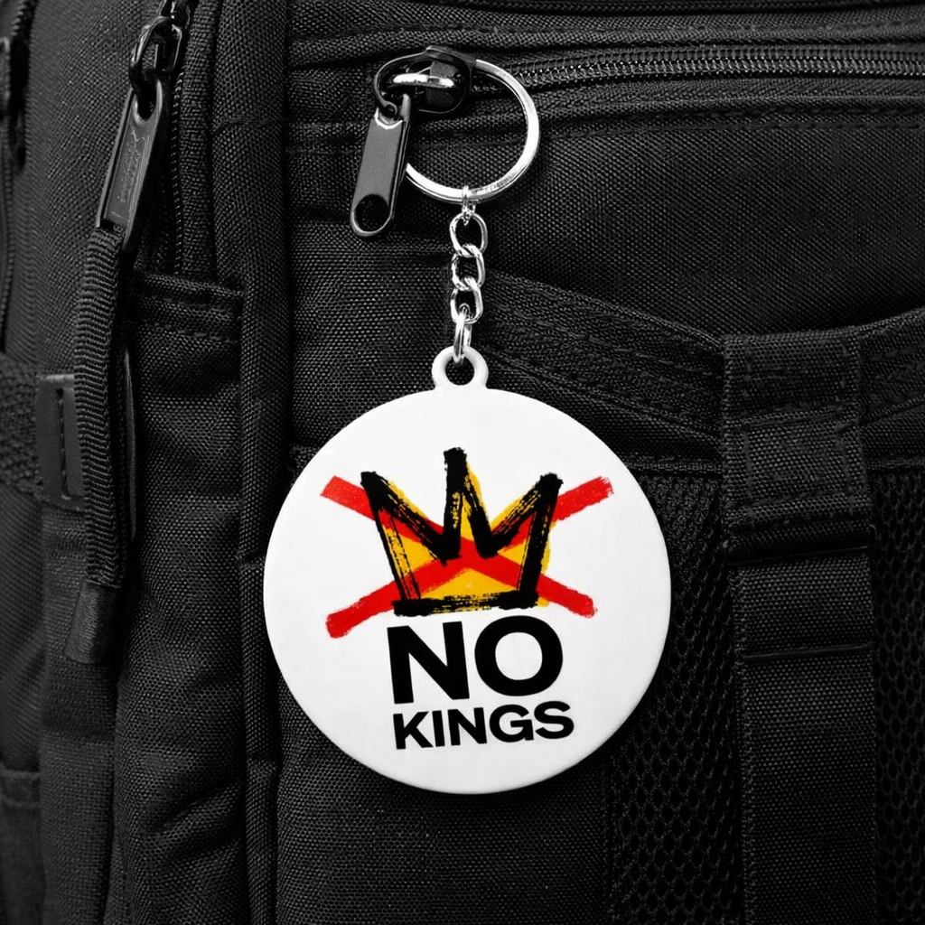 No Kings Round Keychain – Anti Crown Statement Keychain