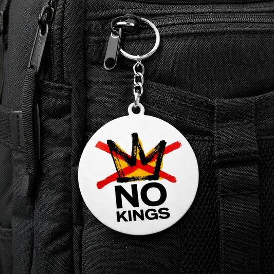 No Kings Round Keychain – Anti Crown Statement Keychain
