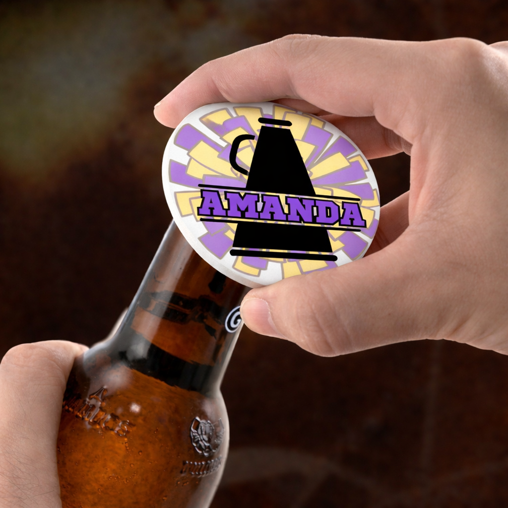 Cheer Bottle Opener Magnet Custom Personalized Name & 2 Colors Cheer Gift