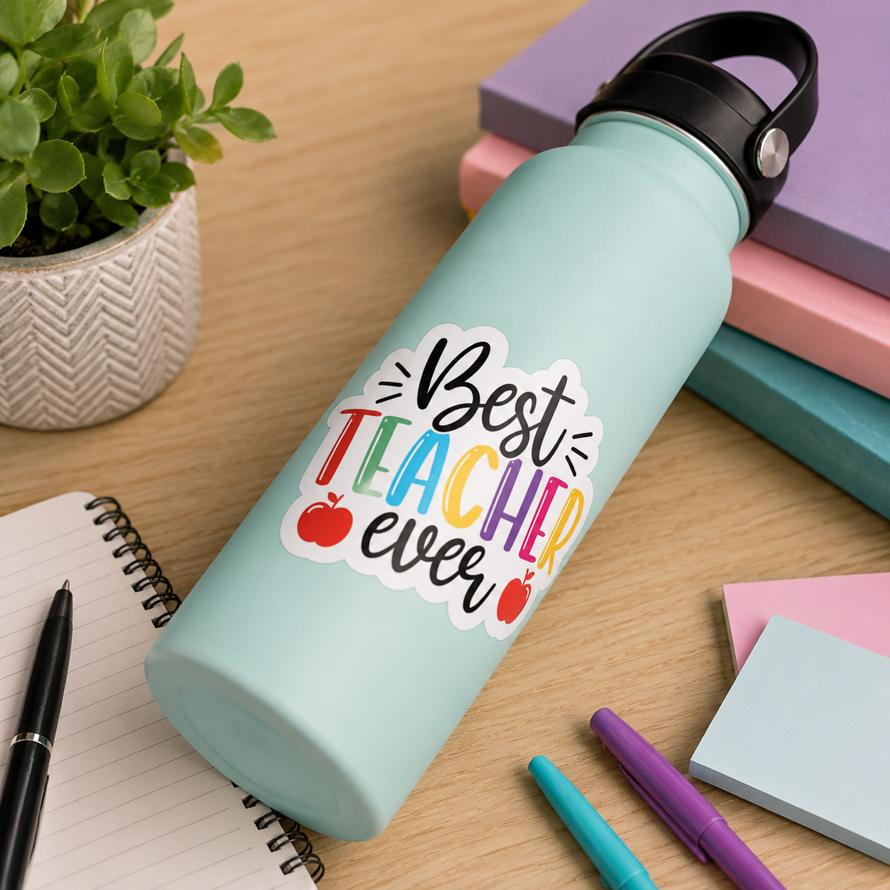 Best Teacher Ever Sticker – 3” Colorful Teacher Appreciation Sticker – Cute Teacher Sticker