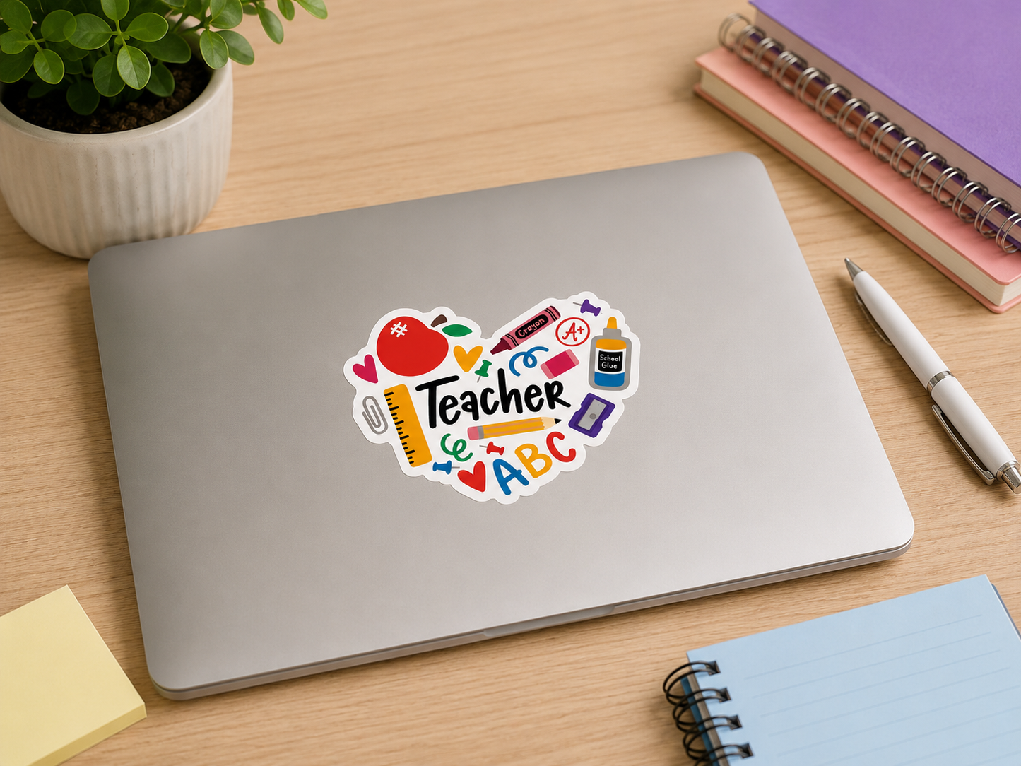 Teacher Heart Sticker – 3” Teacher Appreciation Sticker – Cute School Supplies Sticker
