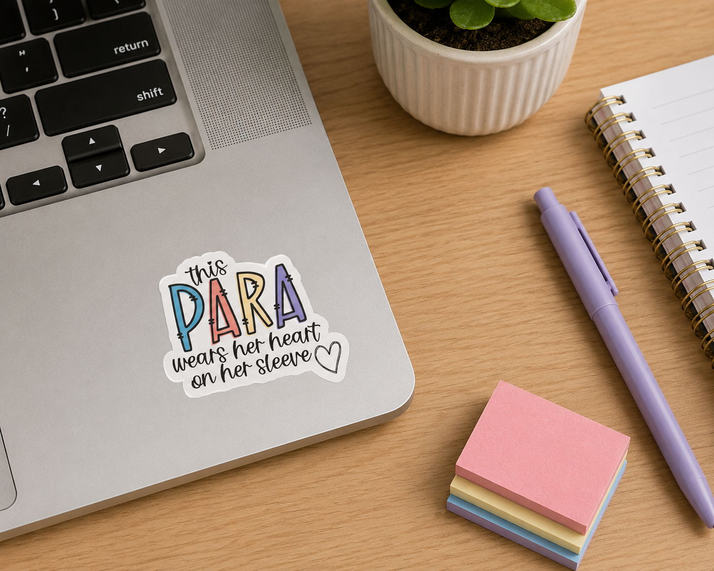This Para Wears Her Heart on Her Sleeve Sticker – 3” Paraprofessional Sticker – School Staff Appreciation Sticker