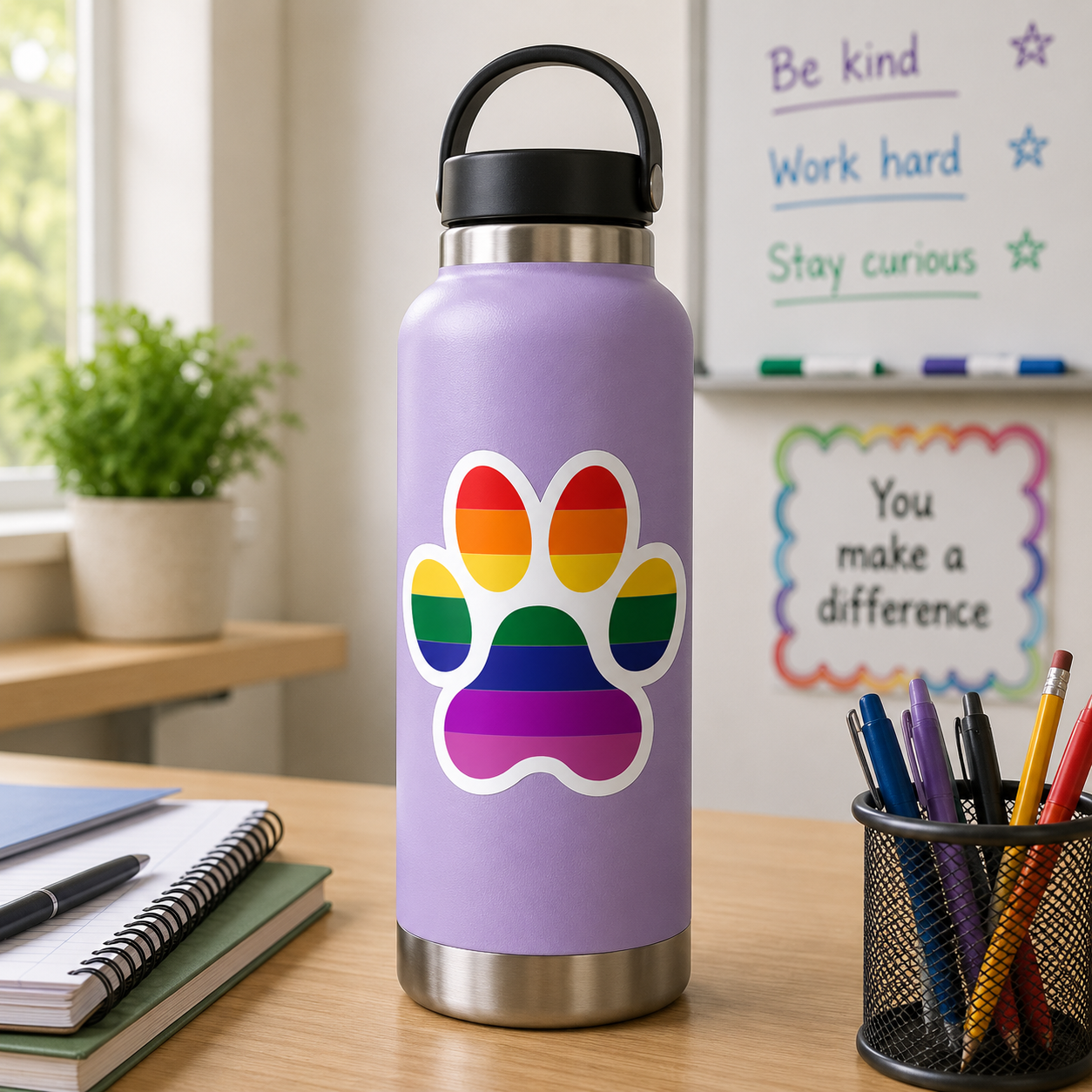 Rainbow Paw Print Pride Sticker – 3” LGBTQ+ Pet Pride Sticker – Colorful Paw Sticker