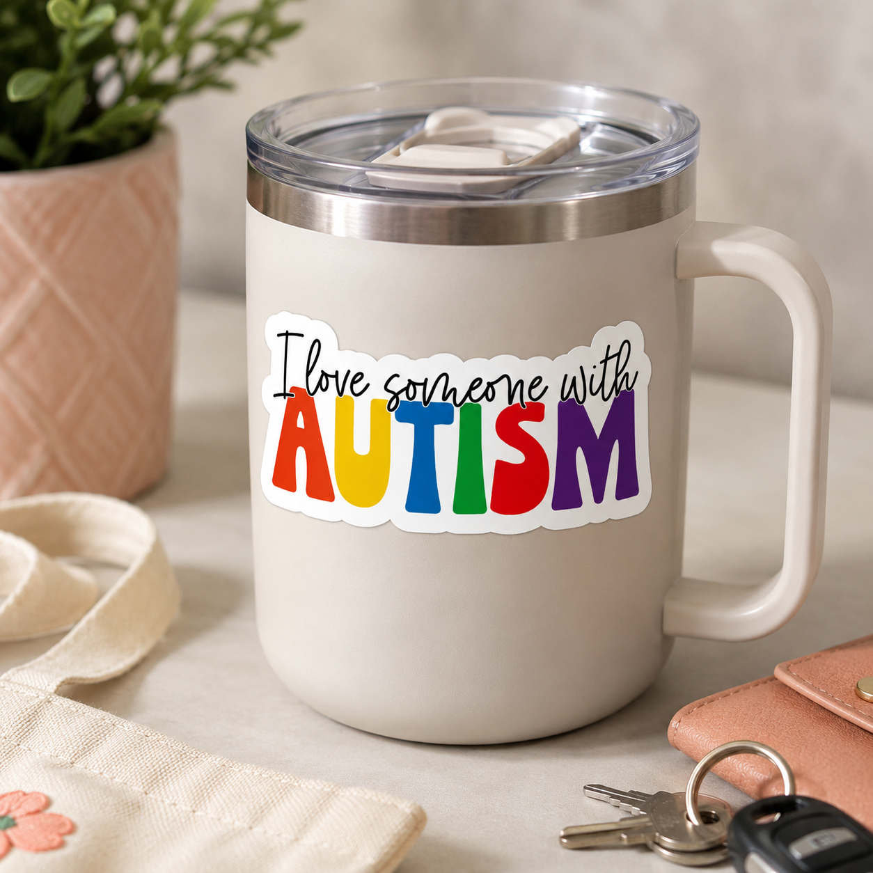 Love Someone with Autism Rainbow Awareness Sticker