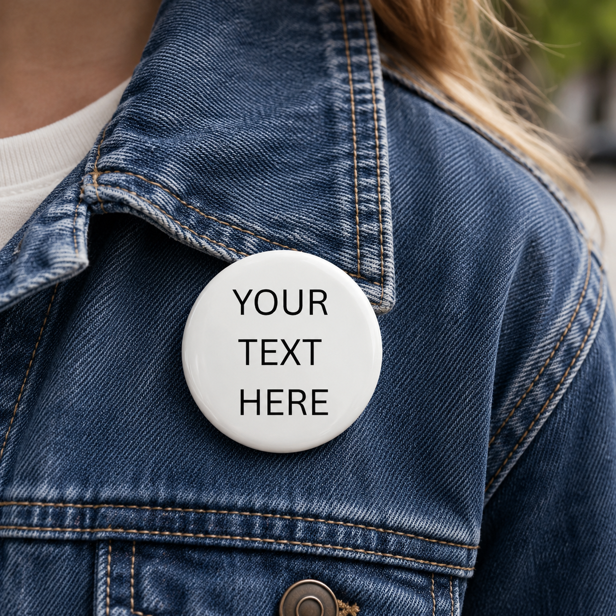 Custom Text Button – Personalized Pin-Back Button | Choose Your Colors & Font