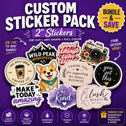 Custom 2” Sticker Pack Bundle | Personalized Die Cut Stickers