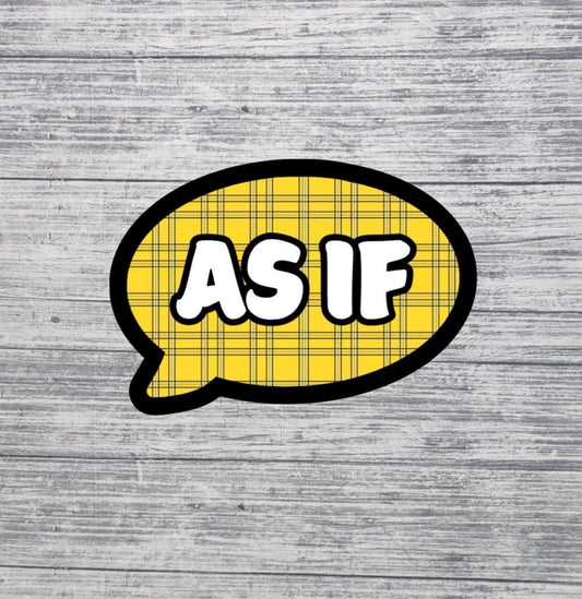 AS IF Sticker – Yellow Plaid 90s Aesthetic Sticker – 3” Waterproof