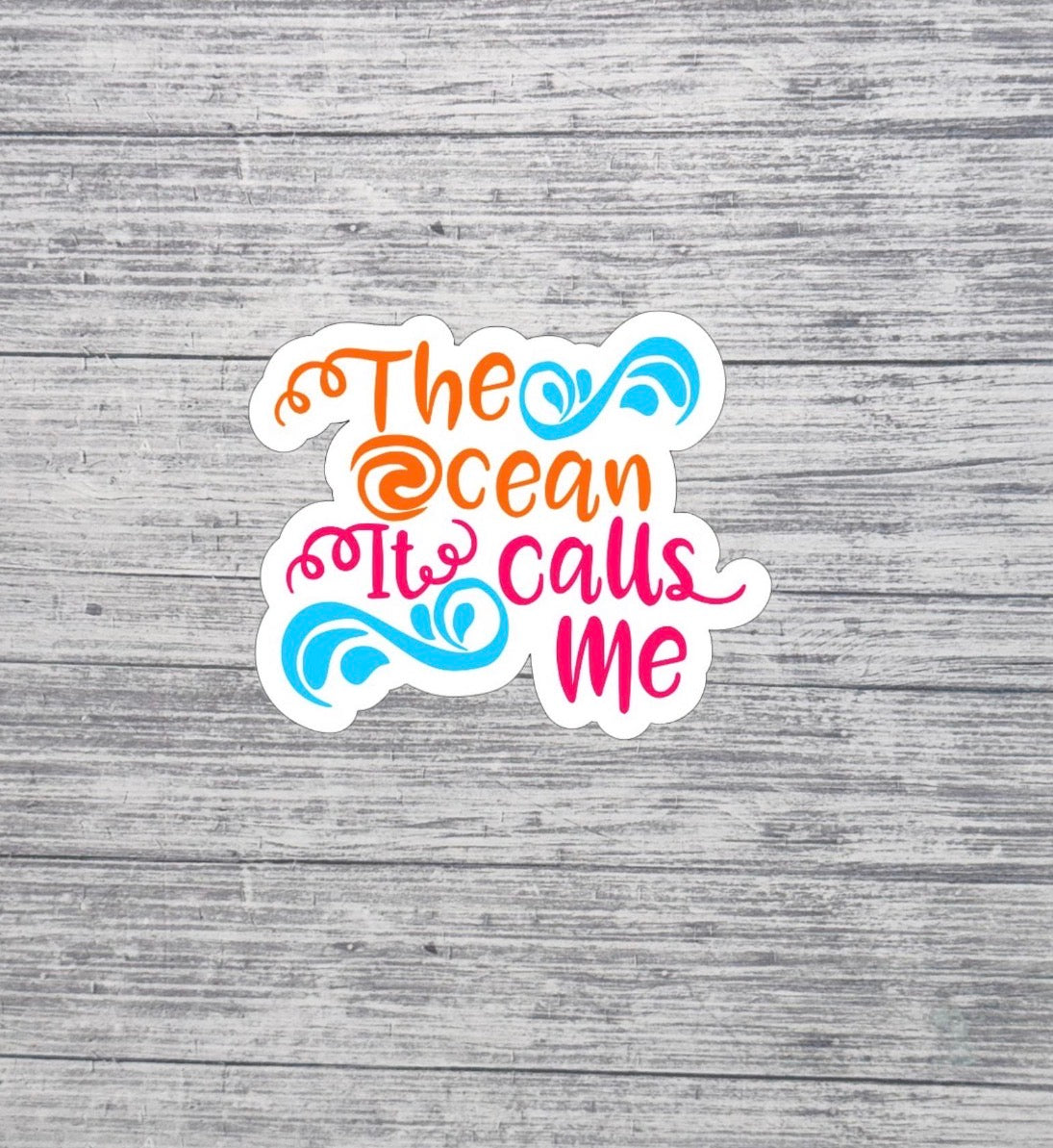 Ocean It Calls Me Sticker – Beach Lover Waterproof Vinyl – 3”