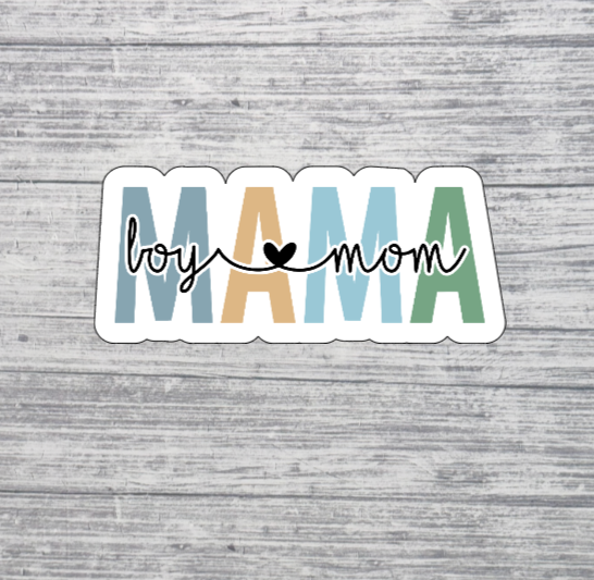 Boy Mama Sticker – Neutral Boy Mom Sticker with Heart Design