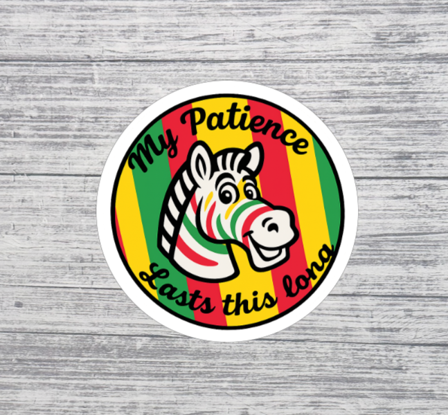 My Patience Lasts This Long Funny Zebra Sticker