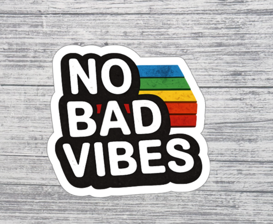 No Bad Vibes Retro Rainbow Sticker – Positive Aesthetic Sticker