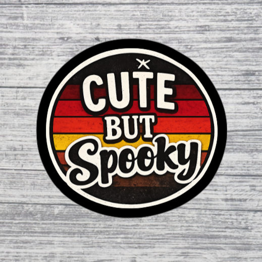 Cute But Spooky Retro Circle Sticker – Halloween Aesthetic Sticker