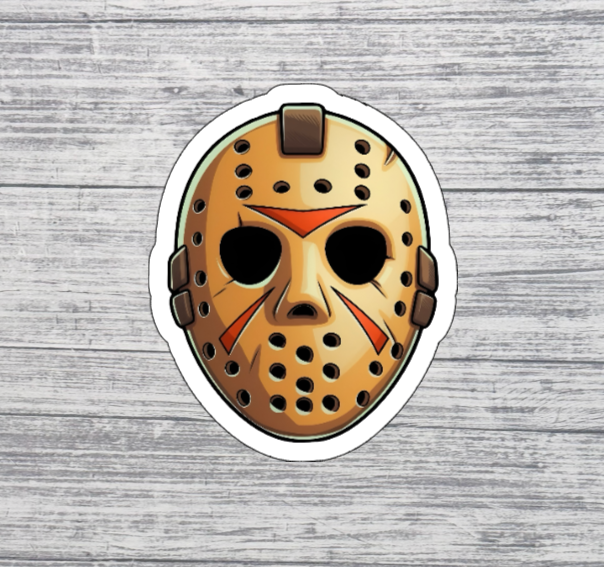 Hockey Mask Horror Sticker – Retro Slasher Mask Sticker