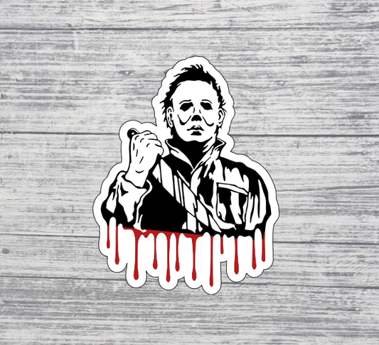 Spooky Slasher Character Sticker – Dripping Horror Graphic Sticker