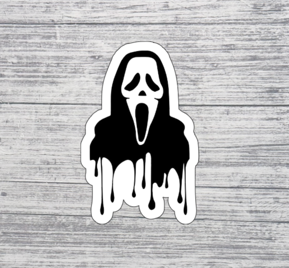 Dripping Ghost Face Sticker – Spooky Horror Minimal Sticker