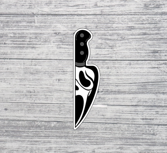 Spooky Ghost Knife Sticker – Horror Blade Graphic Sticker