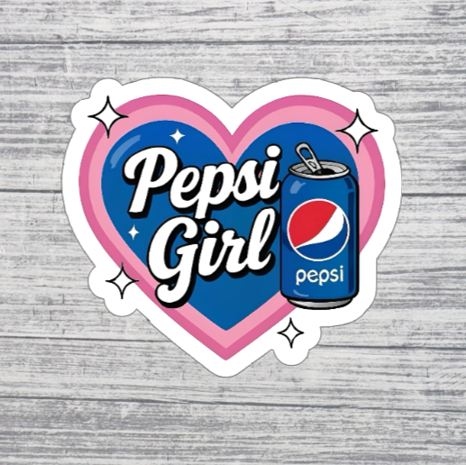 Pepsi Girl Heart Sticker – Retro Soda Lover Aesthetic Sticker