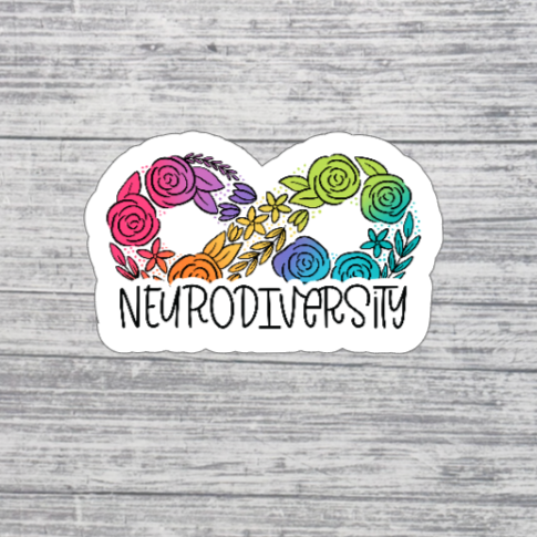 Neurodiversity Sticker – Infinity Rainbow Floral Sticker – Inclusive Awareness