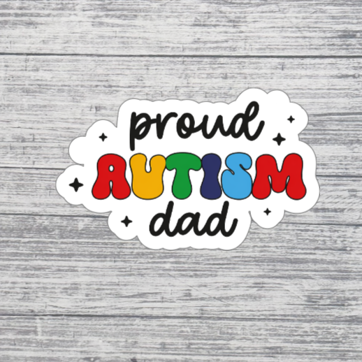 Proud Autism Dad Rainbow Awareness Sticker