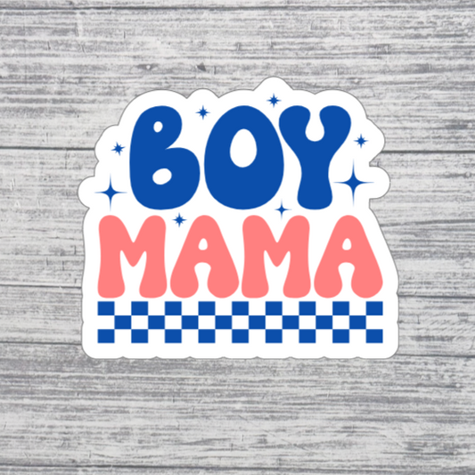 Boy Mama Retro Checker Sticker